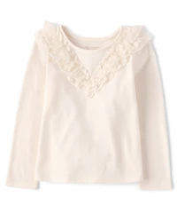 Toddler Girls Lace Ruffle Top