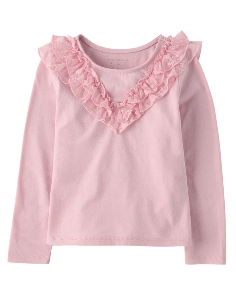 Haut à volants en dentelle pour petite fille