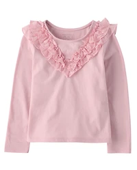 Haut à volants en dentelle pour petite fille