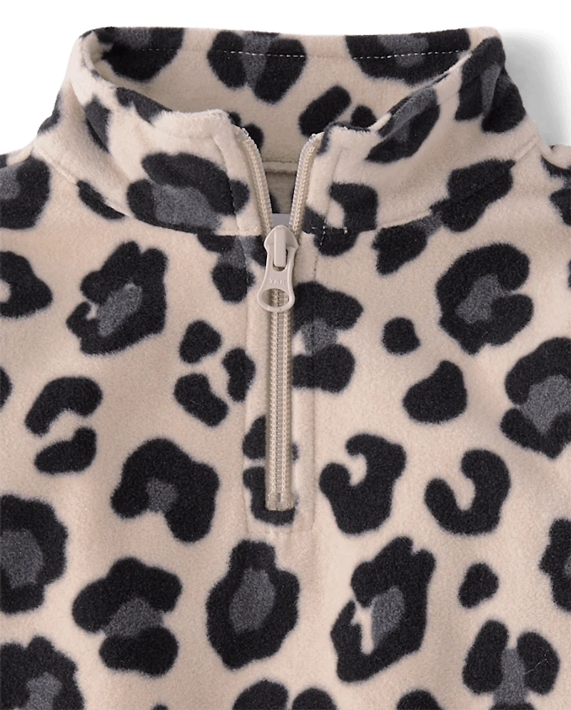 Toddler Girls Print Microfleece Half Zip Pullover