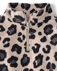 Toddler Girls Print Microfleece Half Zip Pullover