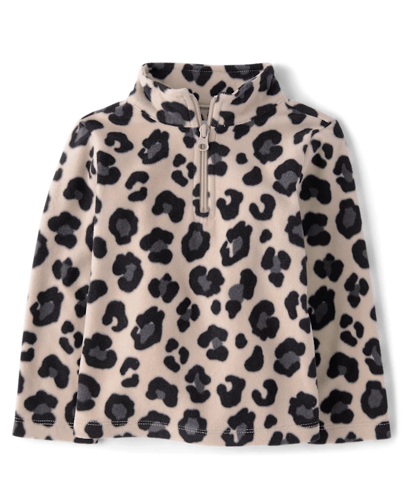 Toddler Girls Print Microfleece Half Zip Pullover