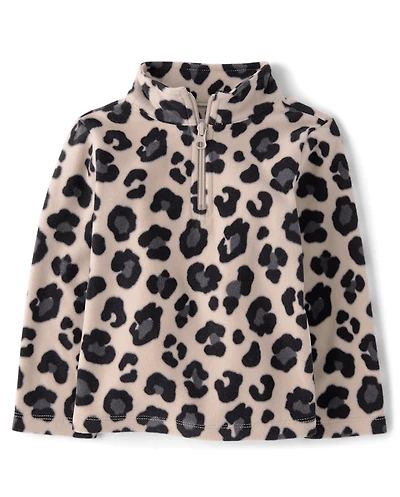 Toddler Girls Print Microfleece Half Zip Pullover