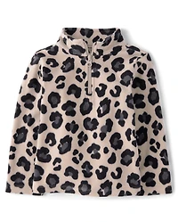 Toddler Girls Print Microfleece Half Zip Pullover