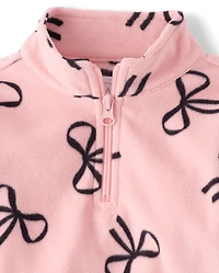Pull en micropolaire imprimé demi-zip pour petite fille