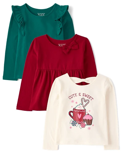 Toddler Girls Holiday Top 3-Pack