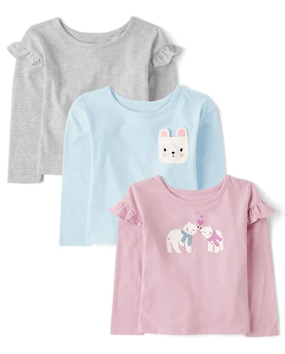 Toddler Girls Polar Bear Top 3-Pack