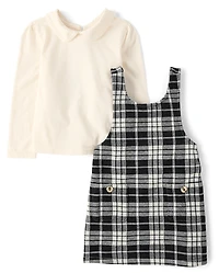 Toddler Girls Plaid Skirtall 2-Piece Outfit Set