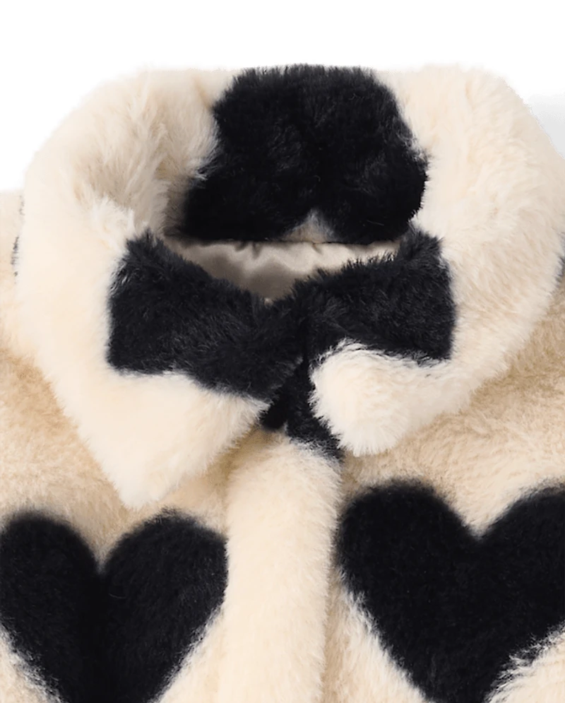 Toddler Girls Heart Faux Fur Coat