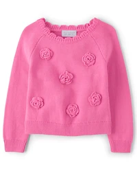 Toddler Girls 3D Rosette Sweater