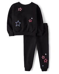 Toddler Girls Embellished Premium Fleece 2-Piece Outfit Set