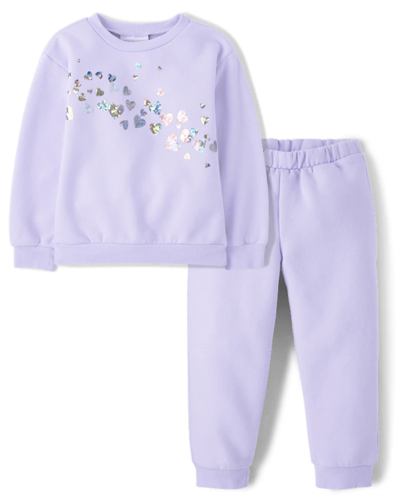 Toddler Girls Embellished Premium Fleece 2-Piece Outfit Set