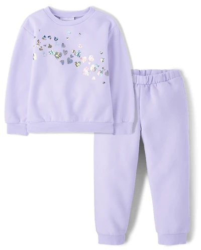 Toddler Girls Embellished Premium Fleece 2-Piece Outfit Set