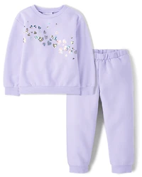 Toddler Girls Embellished Premium Fleece 2-Piece Outfit Set