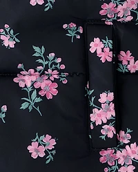 Doudoune imprimée mi-lourde doublée en microfibre polaire pour petites filles