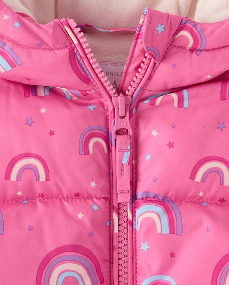 Toddler Girls Print Midweight Microfleece Lined Puffer Jacket