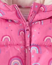 Toddler Girls Print Midweight Microfleece Lined Puffer Jacket