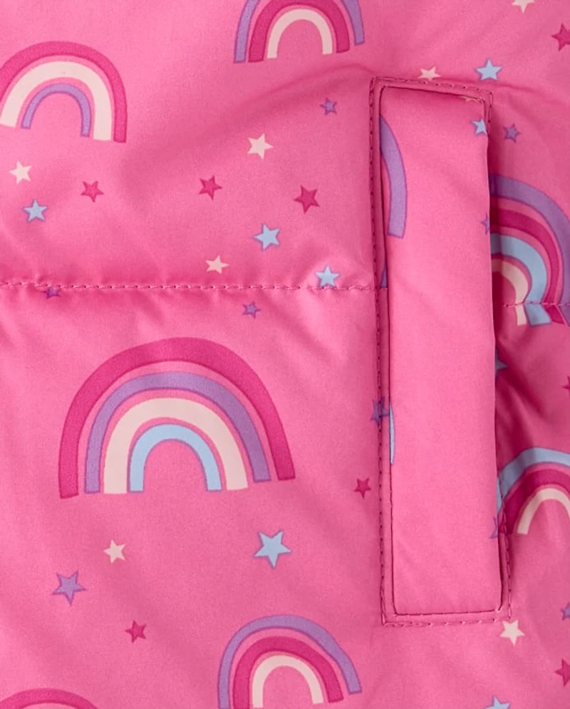 Toddler Girls Print Midweight Microfleece Lined Puffer Jacket