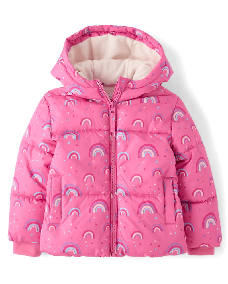 Toddler Girls Print Midweight Microfleece Lined Puffer Jacket