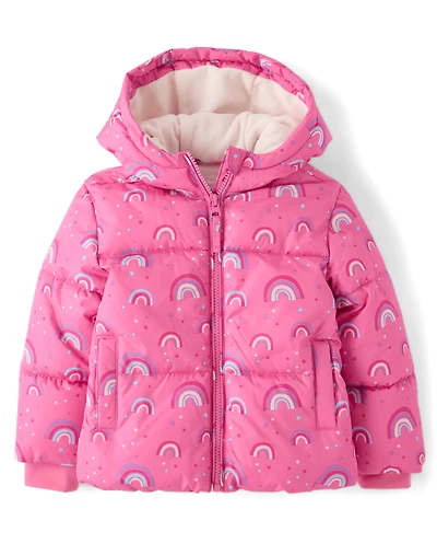 Toddler Girls Print Midweight Microfleece Lined Puffer Jacket