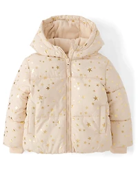 Toddler Girls Print Midweight Microfleece Lined Puffer Jacket