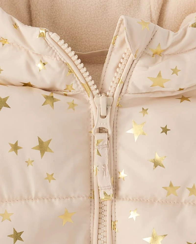 Toddler Girls Print Midweight Microfleece Lined Puffer Jacket