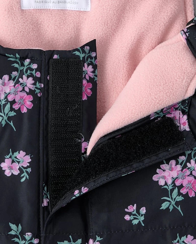 Toddler Girls Print Snow Overalls