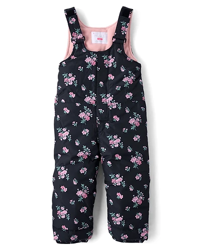 Toddler Girls Print Snow Overalls