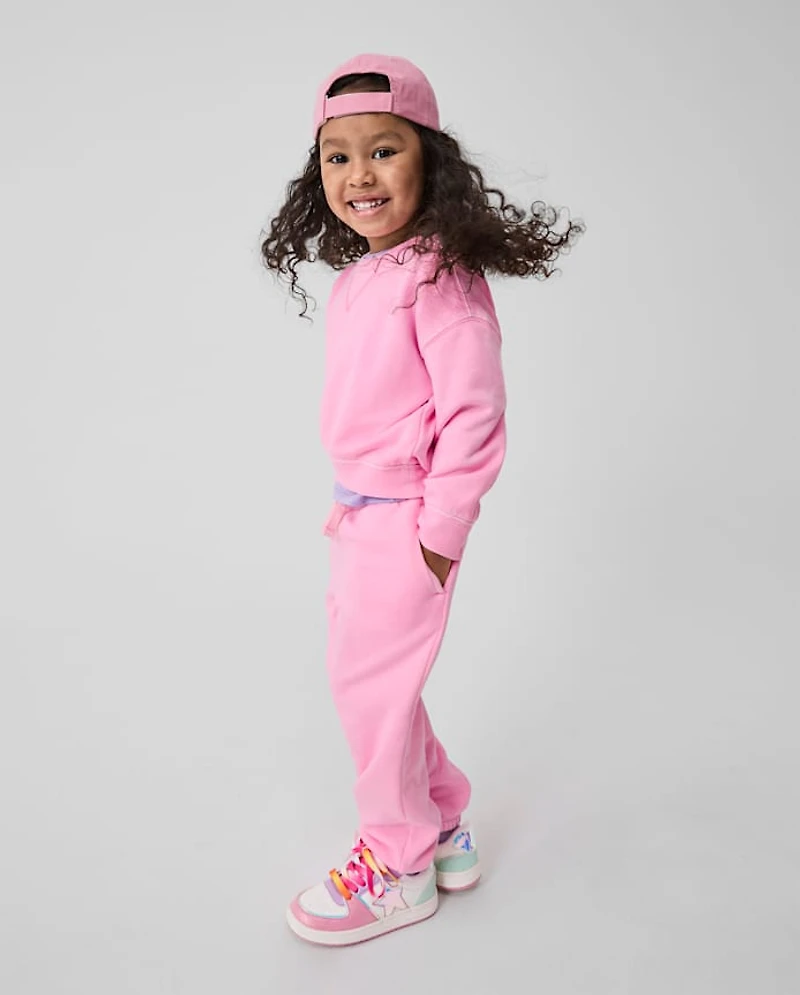 Toddler Girls Garment Dyed Premium Fleece Sweatshirt