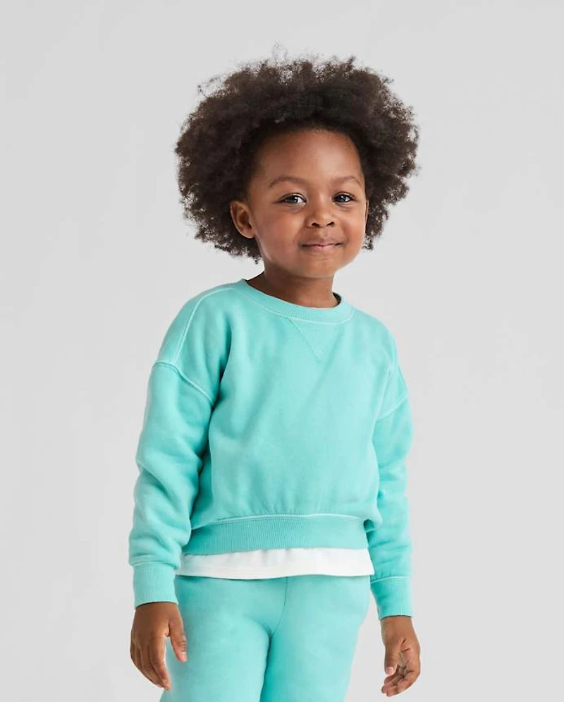 Toddler Girls Garment Dyed Premium Fleece Sweatshirt