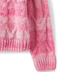 Toddler Girls Ombre Cable Knit Chenille Sweater