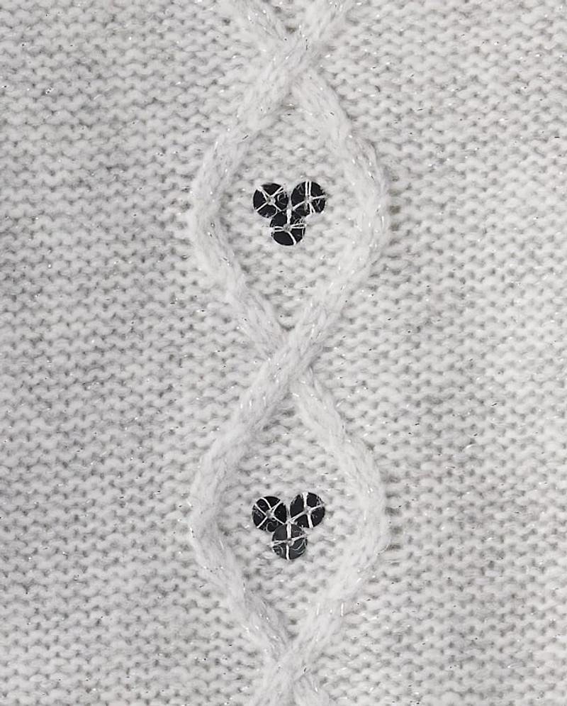 Toddler Girls Sequin Cable Knit Super Soft Sweater
