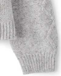 Toddler Girls Sequin Cable Knit Super Soft Sweater