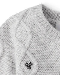 Toddler Girls Sequin Cable Knit Super Soft Sweater