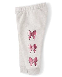 Toddler Girls Foil Bow Premium Fleece 2-Piece Outfit Set