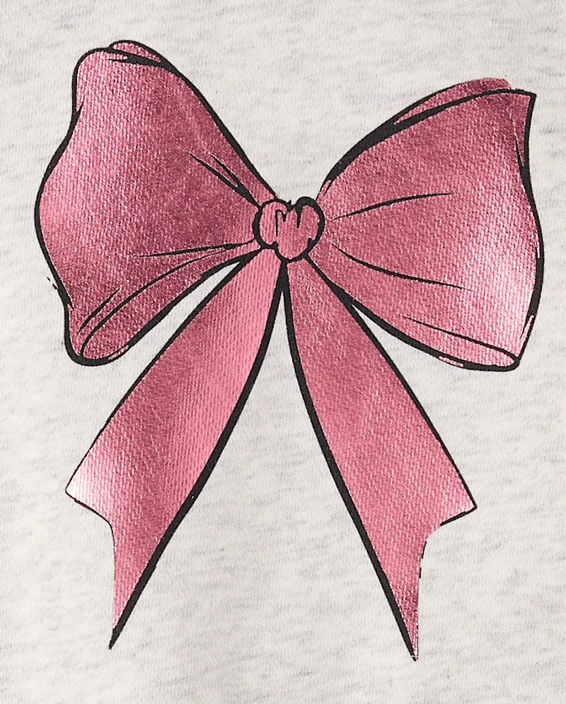 Toddler Girls Foil Bow Premium Fleece 2-Piece Outfit Set