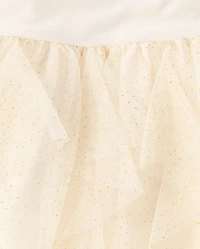 Girls Glitter Ruffle Mesh Fit And Flare Dress