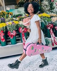 Girls Glitter Ruffle Mesh Fit And Flare Dress