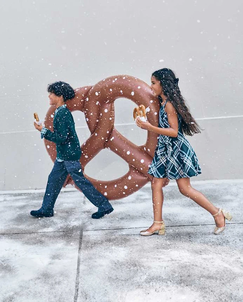 Girls Matching Family Plaid Bow Satin Bubble Dress