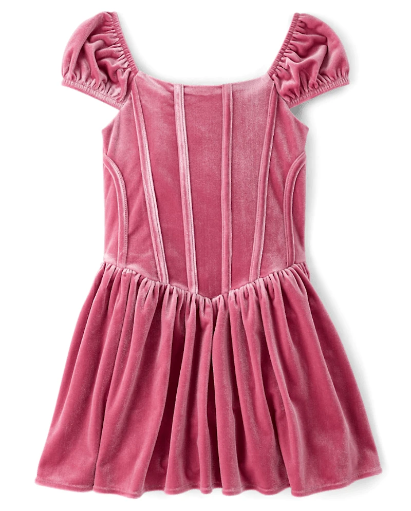 Girls Velour Corset Dress