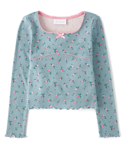 Girls Floral Pointelle Top