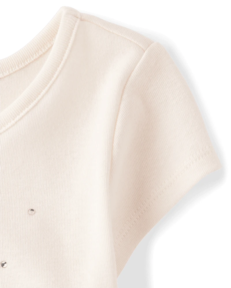 Girls Embellished Graphic Baby Tee