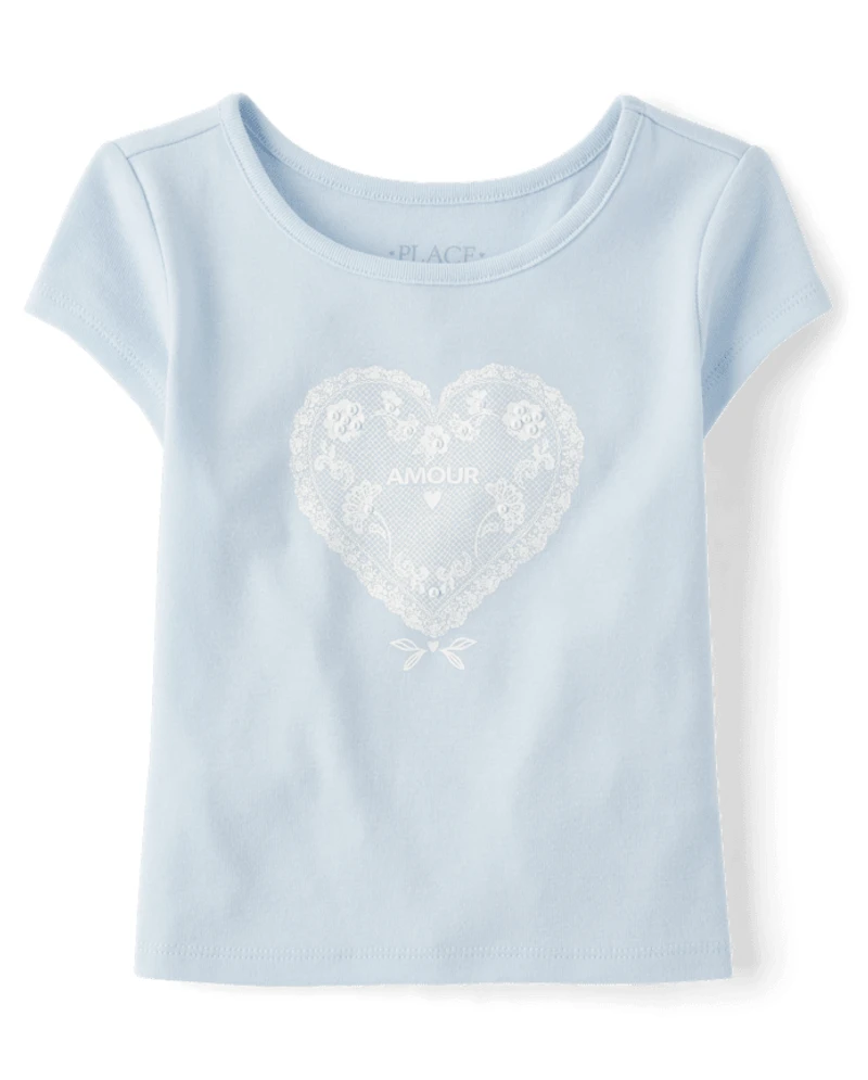 Girls Embellished Graphic Baby Tee