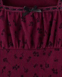 Girls Floral Sueded Rib Shift Dress