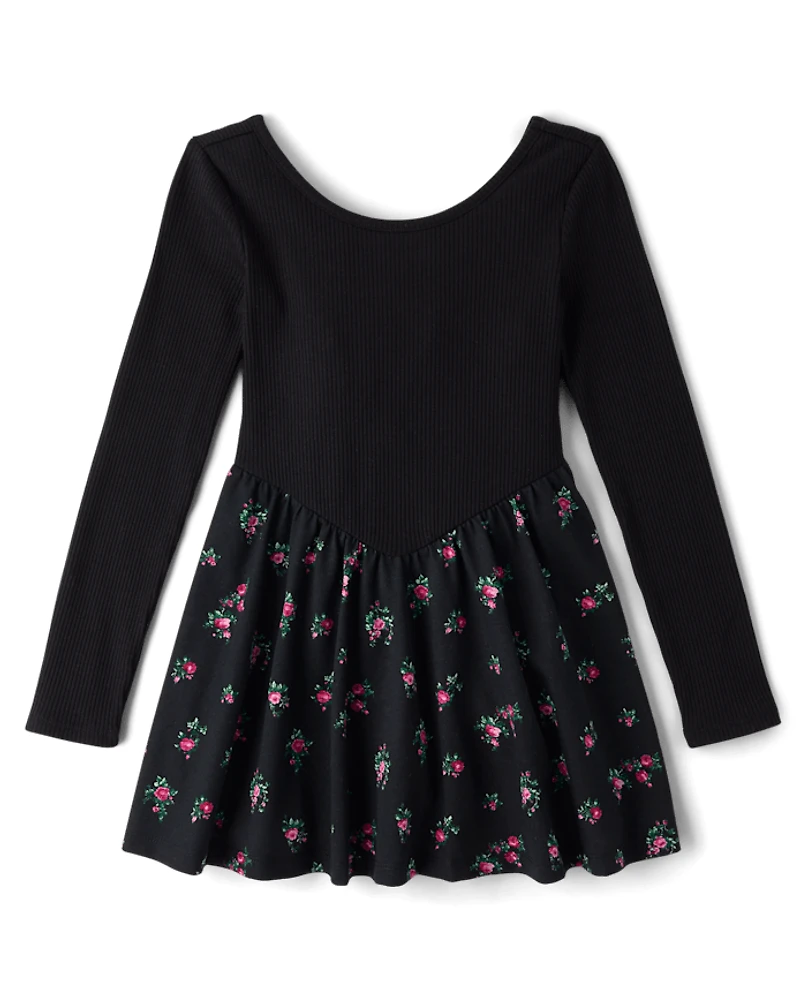 Girls Floral V-Waist Dress