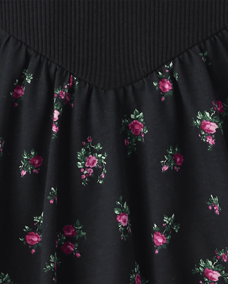Girls Floral V-Waist Dress