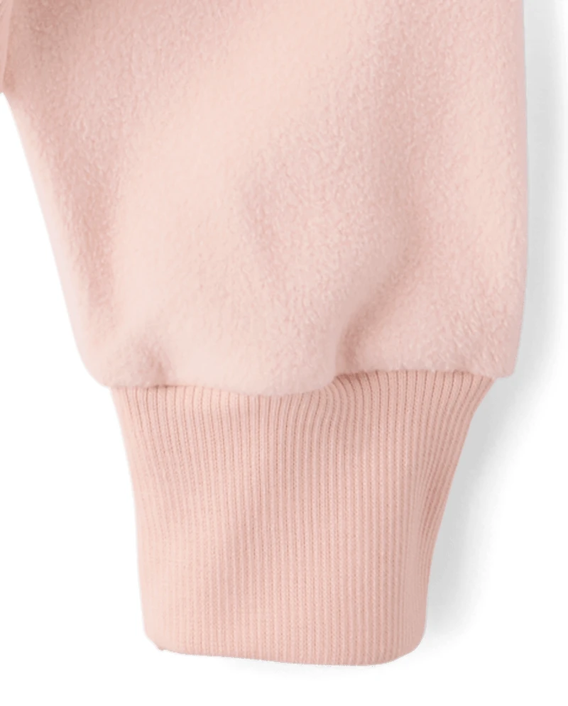 Girls Contrast Microfleece Zip Up Jacket