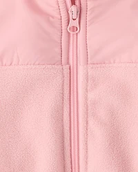 Girls Contrast Microfleece Zip Up Jacket