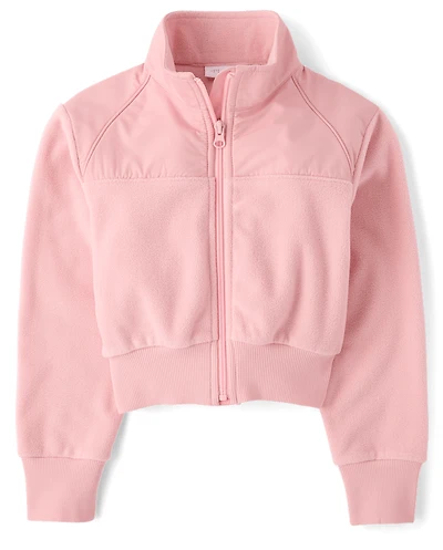 Girls Contrast Microfleece Zip Up Jacket