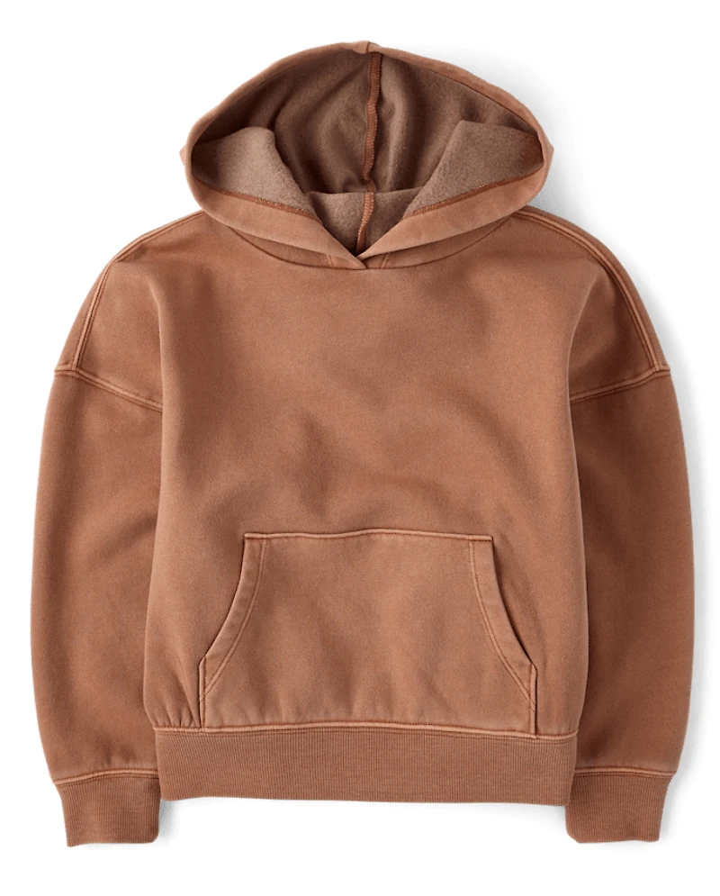 Girls Garment Dyed Premium Fleece Hoodie